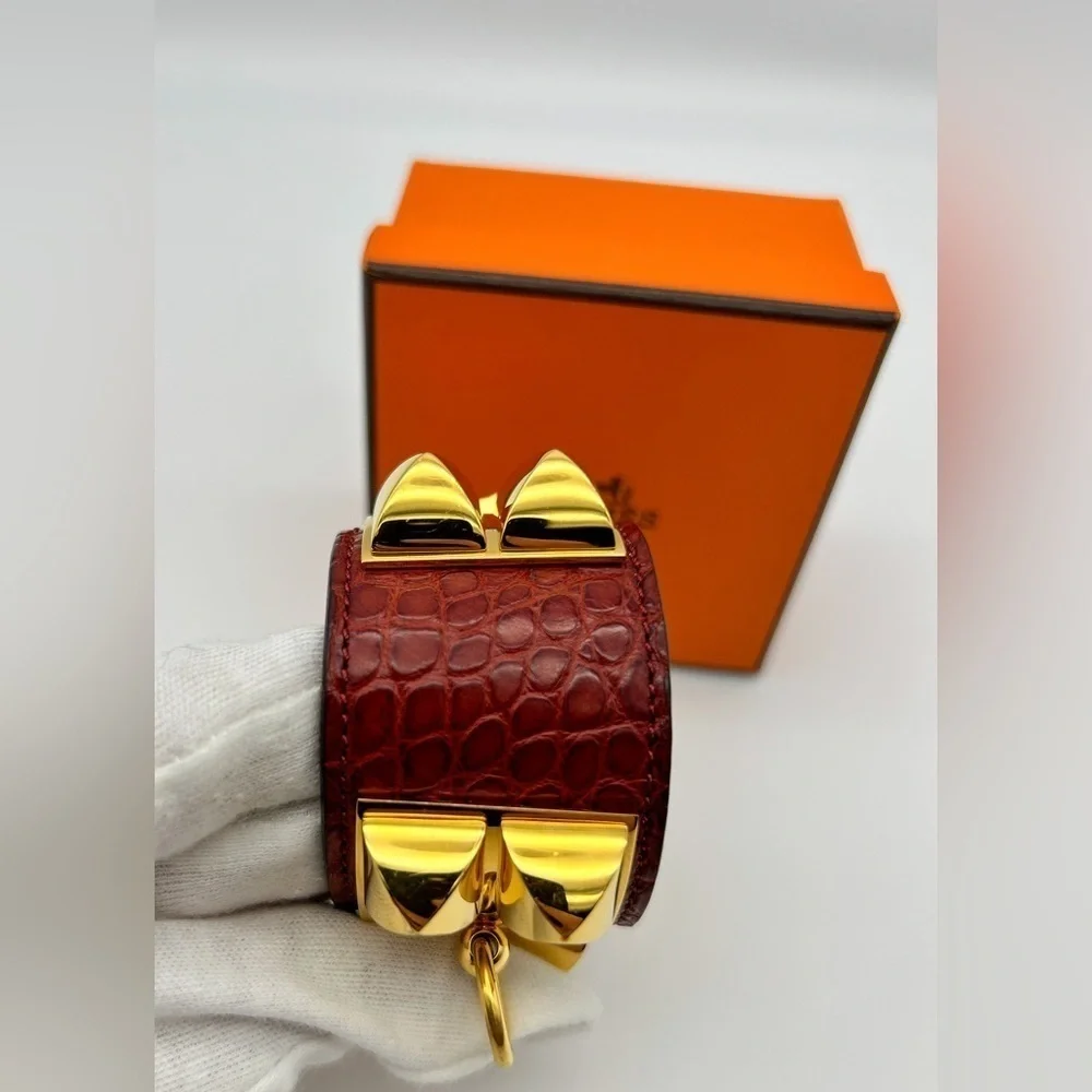 Hermes CDC Collier de Chien Rouge H Red Alligator Croc GHW Guc Size M 2012